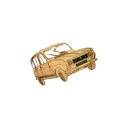 Voiture Renault  en bois gravé